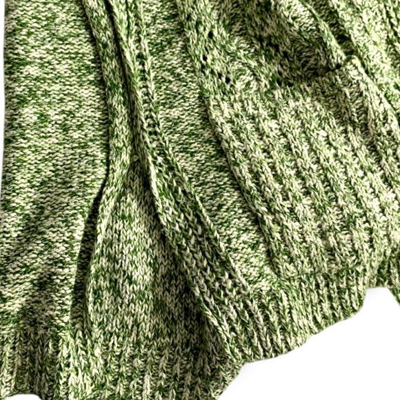 LOFT green & white short sleeve open front poncho wrap sweater size Medium - Picture 4 of 16